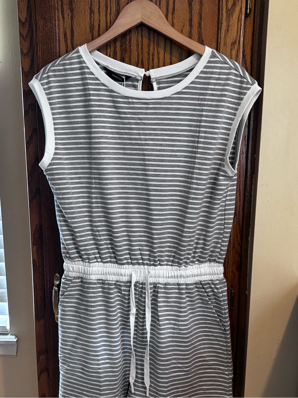 Dokotoo Rompers One Piece Short Jumpsuits Striped Grey & White Size Medium - Picture 7 of 10